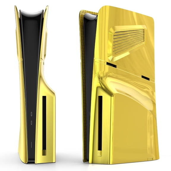 Housing Panel for PlayStation 5 Slim Disc Edition, Faceplate with Cooling Vents, PS5 Slim Anti-Scratch Dustproof Protective Cover, ABS Replacement Shell-Golden
