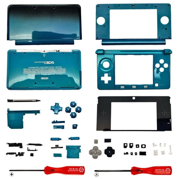 Housing Shell for Nintendo 3DS System Replacement Screen Tools Console Aqua Blue