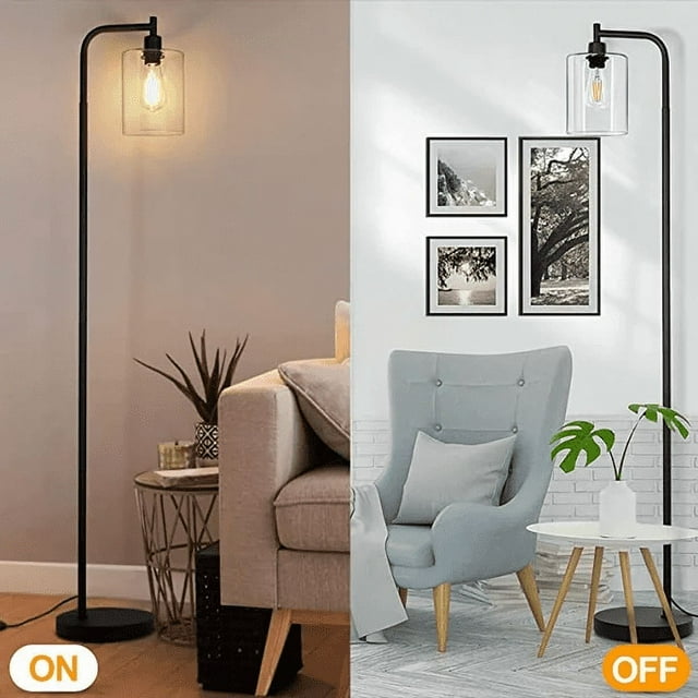 Housiwill Floor Lamp with Glass LampShade, Bright LED Floor Lamps for