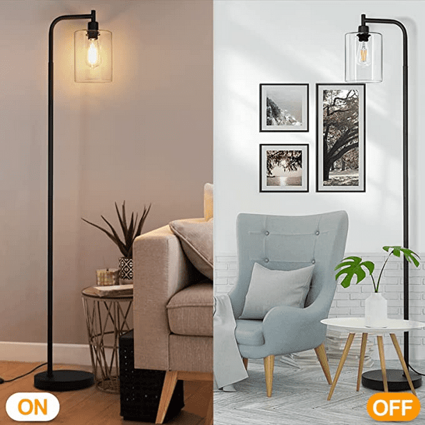 Housiwill Floor Lamp with Glass LampShade, Bright Floor Lamps for ...