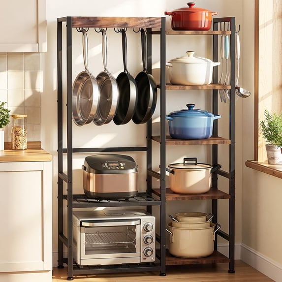 Kitchen Storage Racsk Housolution 5-Tier Freestanding Pot and Pan Organizer Rack, Heavy-Duty ...