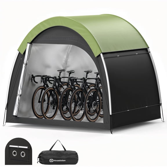 Housolution Bike Tent, Outdoor Bike Storage Shed, Waterproof Bicycle Cover with 210d Oxford, Portable Bicycle Tent for 4-5 Bikes, Lawn Mower, Backyard Storage