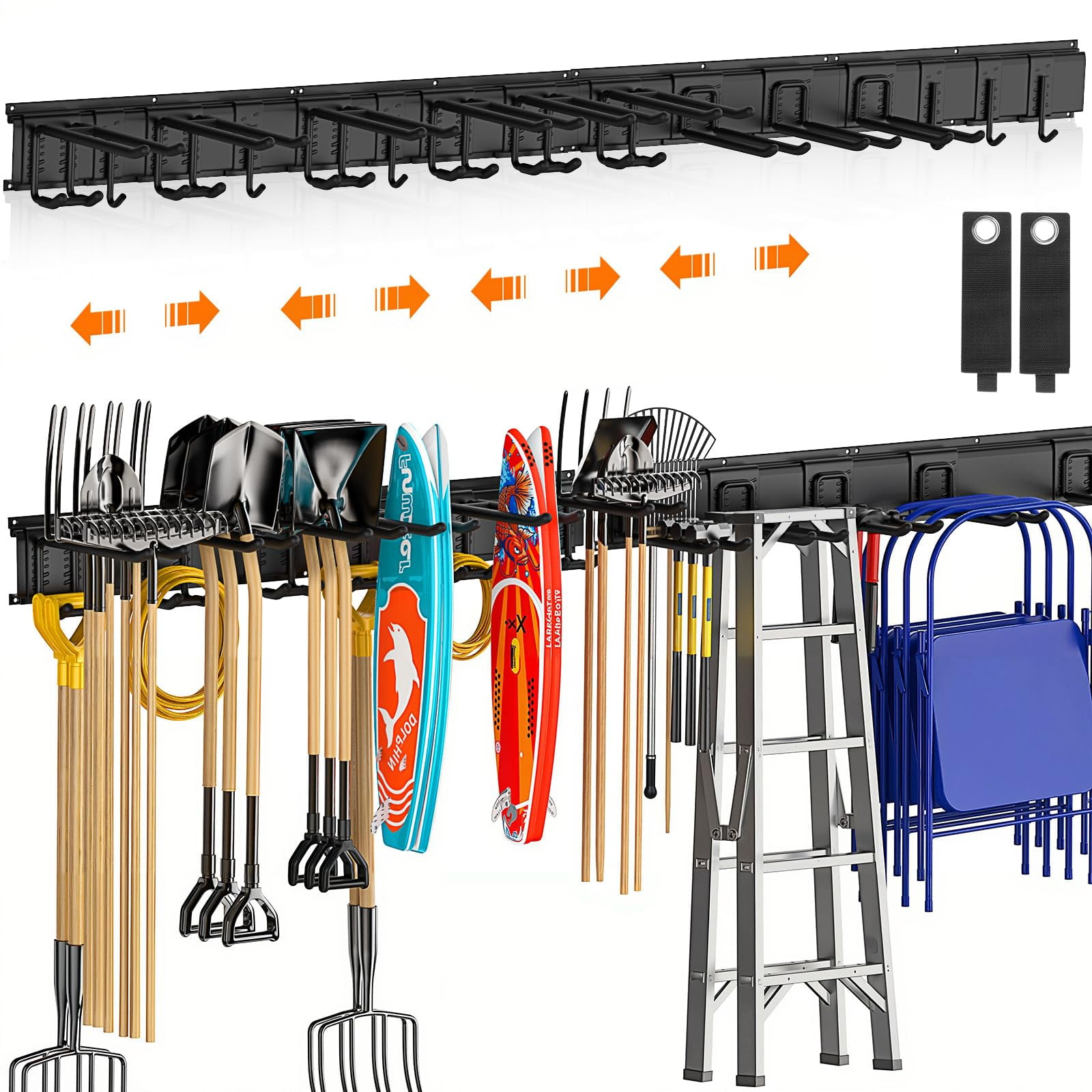 Housolution Heavy Duty Garden Tool Organizer 64 Inch - 18Pack Garage Tool Organizer Storage System, 4 Rails with 12 Adjustable Hooks, Tool Holder Wall Mount for Warehouse, Workshop - Walmart.com