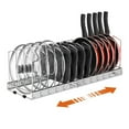 thumbnail image 1 of Housolution Upgraded Expandable Pot and Pan Organizer, Stainless Steel Pot Lid Organizer with 14 Adjustable Dividers,Pot and Pan Storage Rack for Cabinet Kitchen, Silver, 1 of 7