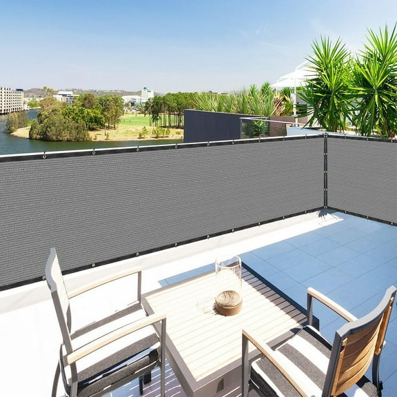 Houssity Grey 2' x 33' Balcony Deck Fence Privacy Screen Cover Panel Shade Cloth Fabric for Chain Fence Patio Pool Railing Driveway Walkway Porch Playground Dog Kennel Residence Use