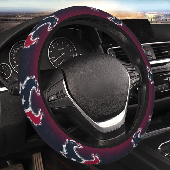 Houston (2) Thickened Car Steering Wheel Cover 2-Layers Non-Slip Elastic Handle Covers Universal Interior Accesories 15 Inch Fit Most Car,SUV,ATV,Truck Gift for Football Team Game Fans