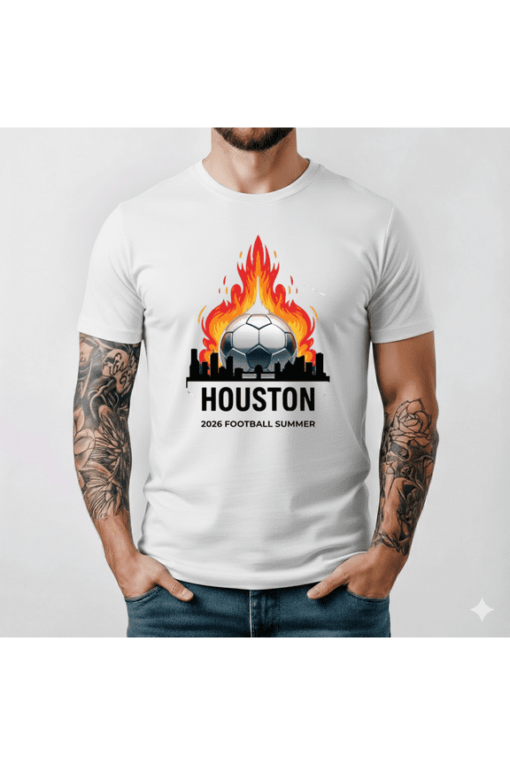 Houston 2026 Soccer T Shirt Houston City Skyline Football Fan Tee Tournament Top,for unisex up to 5XL