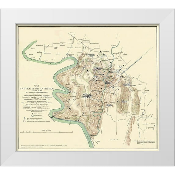 Houston 22x20 White Modern Wood Framed Museum Art Print Titled - Antietam Battle Pennsylvania - Houston 1862