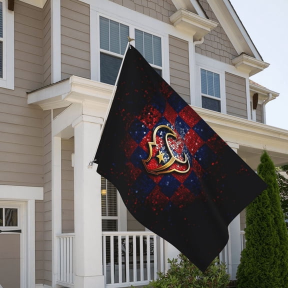 Houston 5x8ft Outdoor Decorative Flag, American Football Team Fan Game Day Support Flag, Lightweight and Drape, Suitable for Strong Winds - All Weather Flag