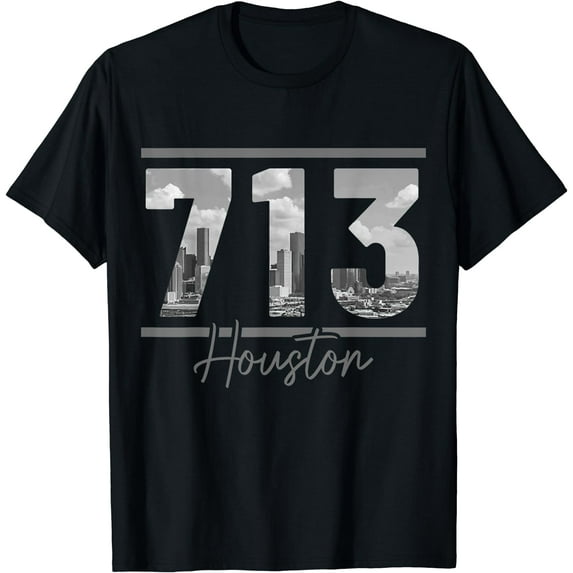 Houston 713 Area Code Skyline Texas Pride Vintage T-Shirt Black 4X-Large