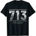 thumbnail image 1 of Houston 713 Area Code Skyline Texas Pride Vintage T-Shirt, 1 of 4