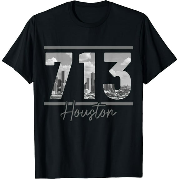 Houston 713 Area Code Skyline Texas Pride Vintage T-Shirt