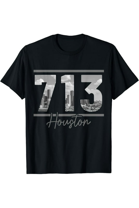 Houston 713 Area Code Skyline Texas Pride Vintage T-Shirt