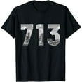 thumbnail image 1 of Houston 713 Area Code Skyline Texas Pride Vintage T-Shirt, 1 of 4