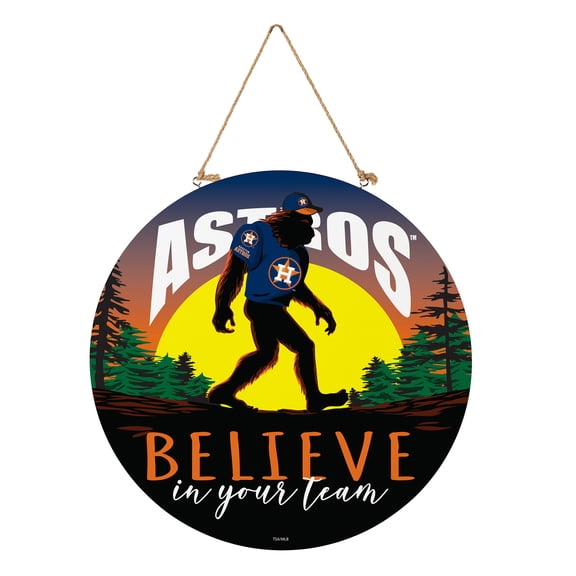 Houston Astros 18" Bigfoot "Believe in Yourself" Team Logo Wood Round Door Sign