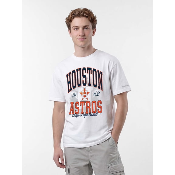 Houston Astros Reebok Mens White Heavyweight Mixed Media Crew Neck Short Sleeve T-Shirt