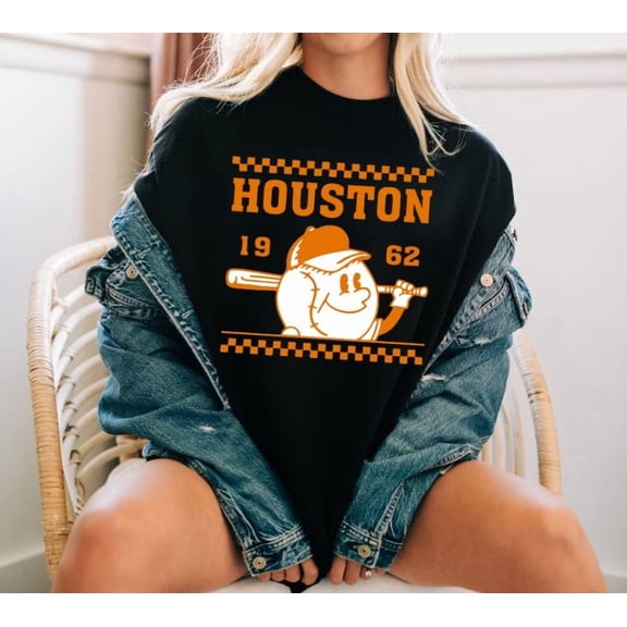Houston Baseball Vintage Cute Mascot Est 1962 Tshirt, Houston Baseball Gameday Retro 90s Shirt,Black Color,Size M