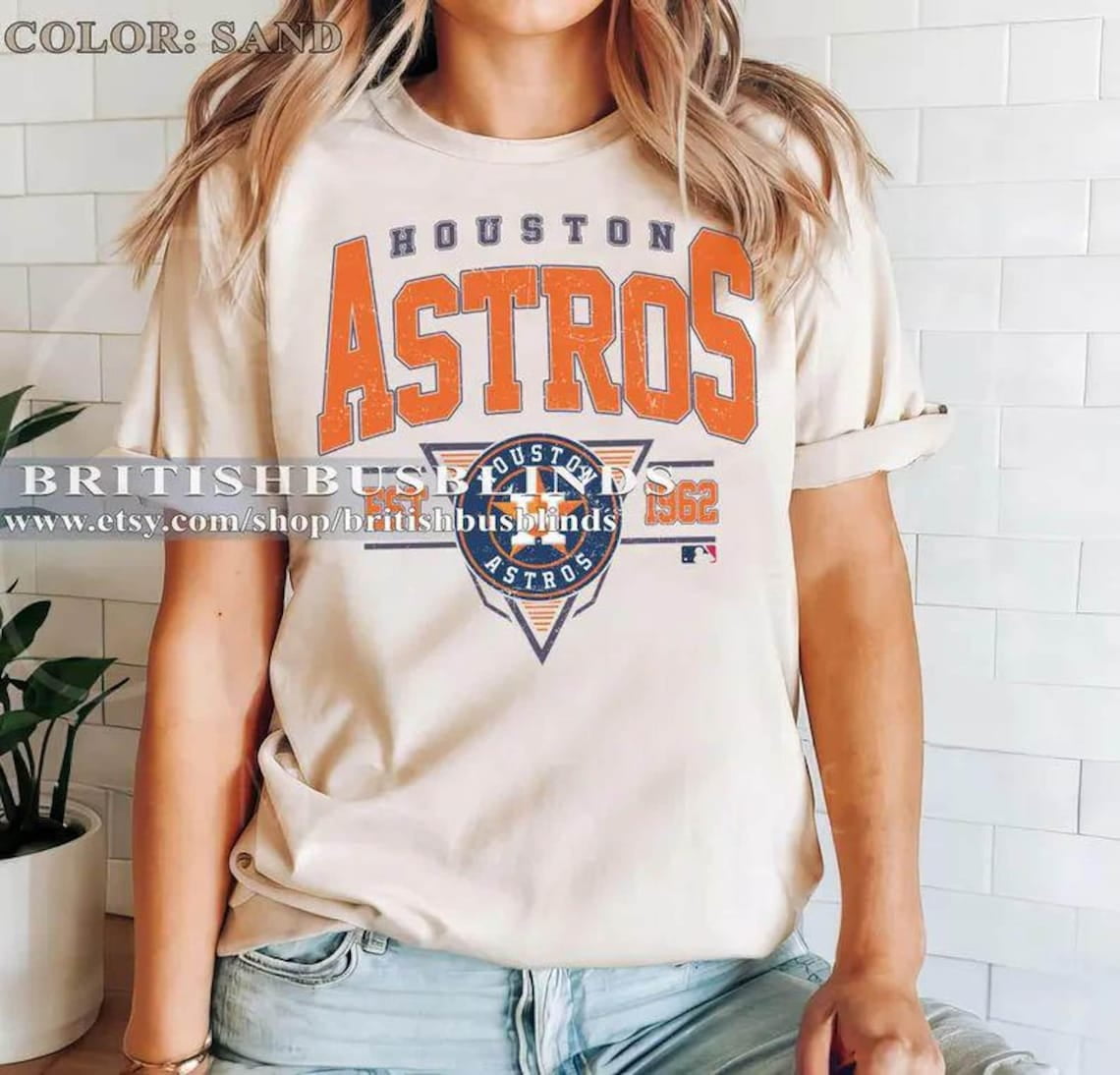 Houston Baseball Vintage T-Shirt, Astros Baseball Shirt For Fan,Sand Color,Size L