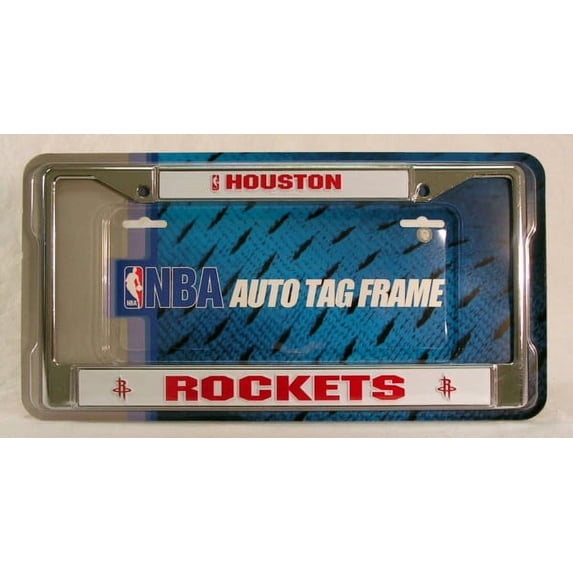 Houston Basketball Rockets - 12" x 6" Standard Size - Chrome Metal License Plate Frame