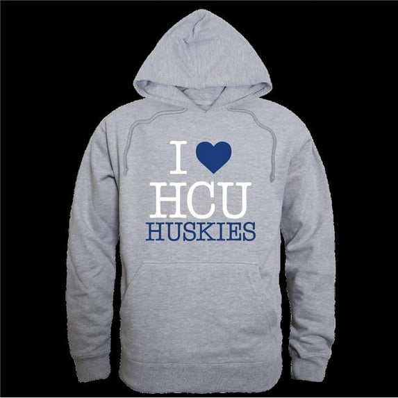 Houston Christian University Huskies I Love Hoodie, Heather Grey - Large