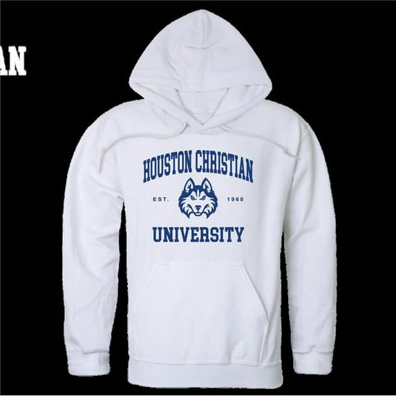 Houston Christian University Huskies Seal Hoodie, White - Large