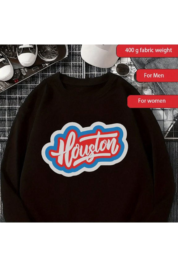 Houston City Pride Swea Black Crewneck Pullover FaS1Hion Streetwear Sual Wear For Wo Youth 0001