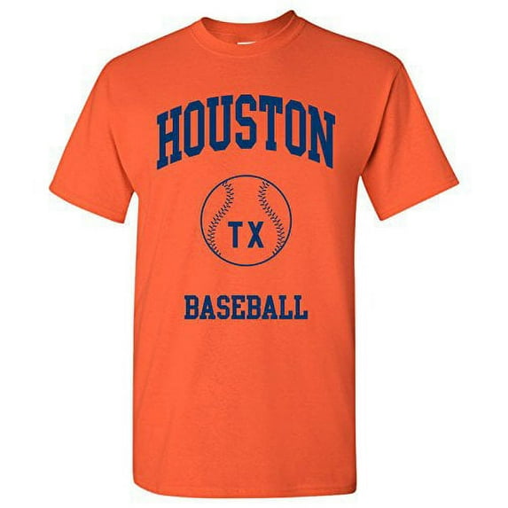 Houston Classic Baseball Arch Basic Cotton T-Shirt - 3X-Large - Orange
