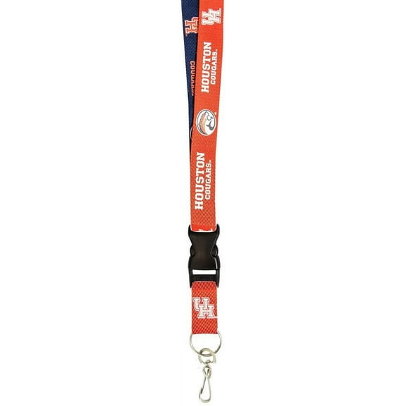 Houston Cougars Two-Tone Lanyard with Breakaway Safety Clasp and Easy-Remove Clip for Keys or Ticket Holder University of