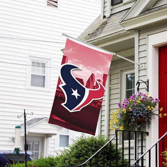 Houston Custom Vertical Double Sided Flag 3x5FT, American Football Team Fans Support Victory Flag for Indoor and Outdoor Garden Wall Decoration
