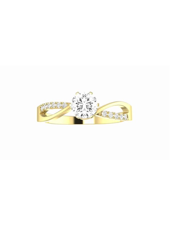 0.45 Carat Round Elegant Twisting Split Shank Diamond Engagement Ring (I-J Color, I1 Clarity Center Stones) Yellow Gold 0.45 Carat Natural Size: 8.5