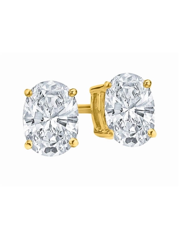 0.5 to 10 Carat IGI Certified LAB-GROWN Diamond Oval Cut Stud Earrings for Women 4 Prong Screw Back (D-E Color, VS1-VS2 Clarity) 18K Yellow Gold 7 Carat Oval Shape