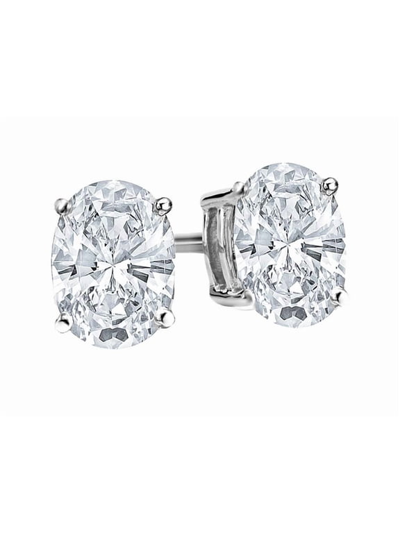 0.5 to 10 Carat IGI Certified LAB-GROWN Diamond Oval Cut Stud Earrings for Women 4 Prong Screw Back (D-E Color, VS1-VS2 Clarity) Platinum 9 Carat Oval Shape