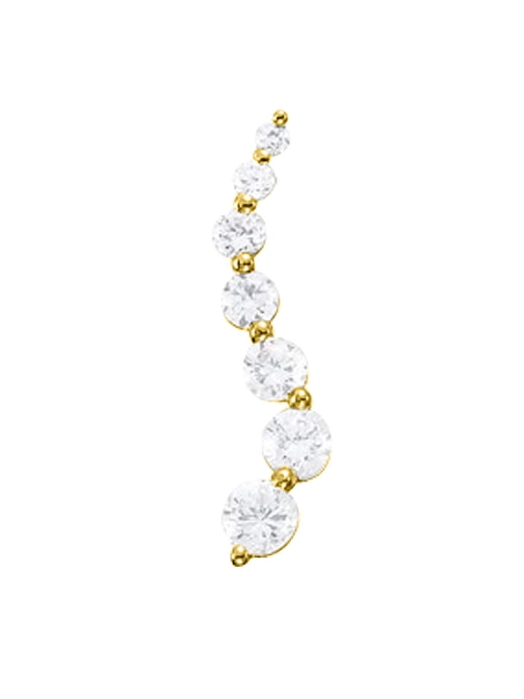 0.5 to 3 Carat Journey Pendant Necklace Graduated Wave Value Collection 14K Yelllow Gold 16" Silver Chain 0.50 Carat Lab Grown Diamond