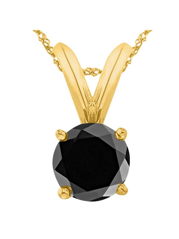 0.5 to 5 Carat Round Natural Real Tanzanite/Sapphire/Ruby/Emerald/Black/Brown/Blue Diamond Pendant Necklace AAA Quality 14K Yellow Gold 0.51 Carat Black Diamond