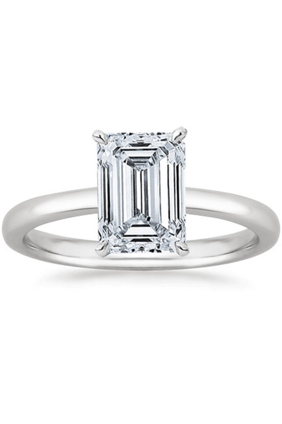 0.5 to 7 Carat Lab Grown Solitaire Emerald Cut IGI CERTIFIED Diamond Engagement Ring (E-F Color VS1-VS2 Clarity) Platinum 0.5 Carat Size-7