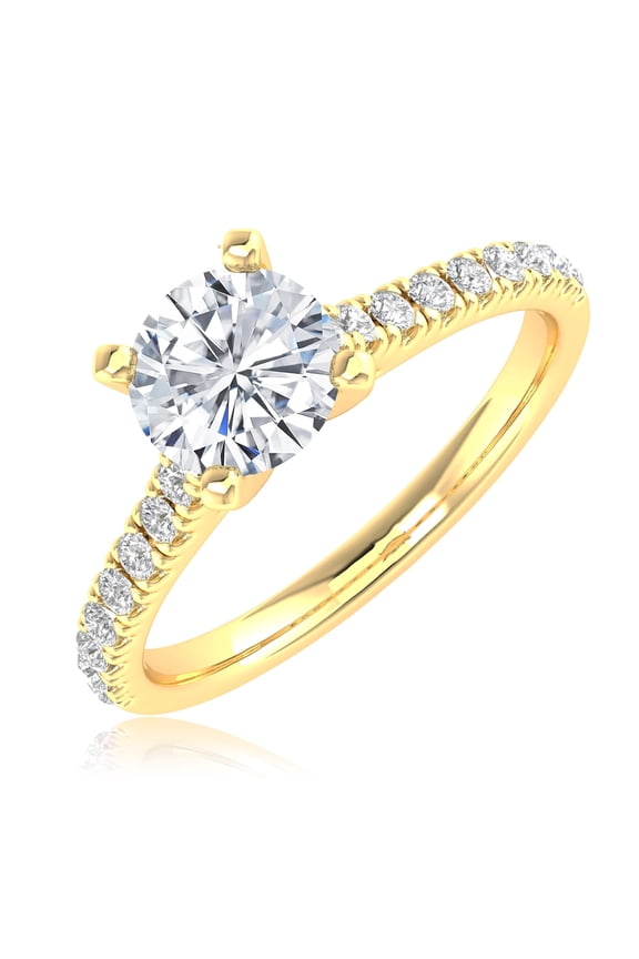 0.5 Carat t.w. LAB GROWN Round Cut Diamond Prong Set Solitaire Diamond Engagement Ring Band (H-I Color VS2-SI1 Clarity) 14K Yellow Gold Size-4