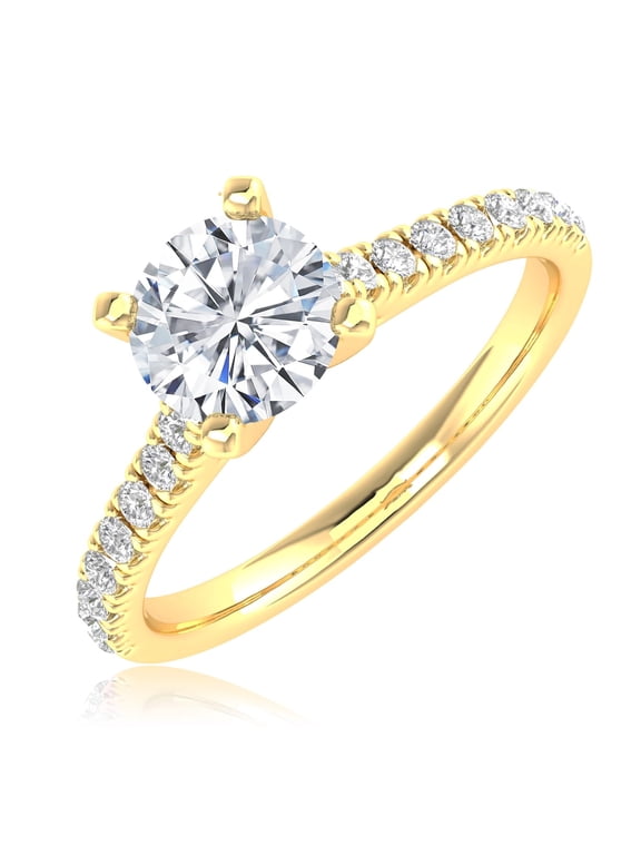 0.5 Carat t.w. LAB GROWN Round Cut Diamond Prong Set Solitaire Diamond Engagement Ring Band (H-I Color VS2-SI1 Clarity) 14K Yellow Gold Size-4