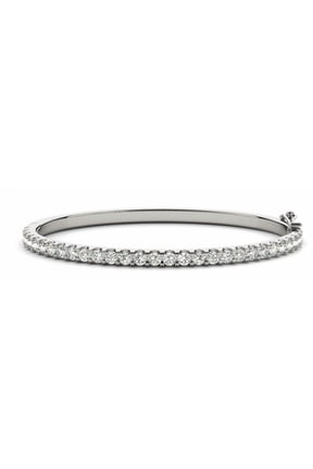 0.5 to 5 Carat Classic Stackable Natural Diamond Bangle Bracelet Ultra Premium Collection 14K White Gold 0.5 Carat