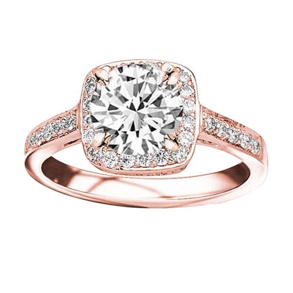 Houston Diamond District 0.56 Carat Classic Square Halo Single Row Pave ...