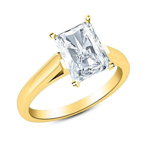 Houston Diamond District 0.75 to 5 Carat 14K Yellow Gold Lab Grown Solitaire Radiant Cut Cathedral IGI Diamond Engagement Ring (H-I Color VS2-SI1 Clarity) 0.75 Carat Size: 3.5