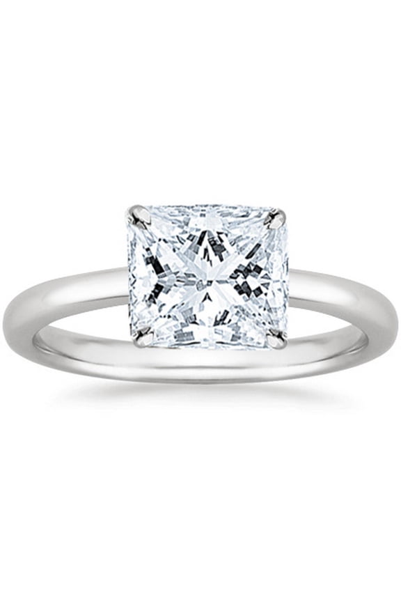 0.75 to 5 Carat Lab Grown Solitaire Princess Cut IGI CERTIFIED Diamond Engagement Ring (E-F Color VS1-VS2 Clarity) Platinum 0.75 Carat Size-5
