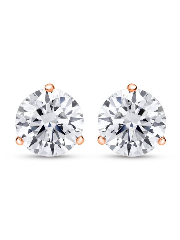 1 to 10 Carat IGI Certified LAB GROWN Round Cut Diamond Stud Earrings for Women 3 Prong Push Back (D-E COLOR, VVS1-VVS2 CLARITY) 14K Rose Gold Round Shape 0.5 Carat