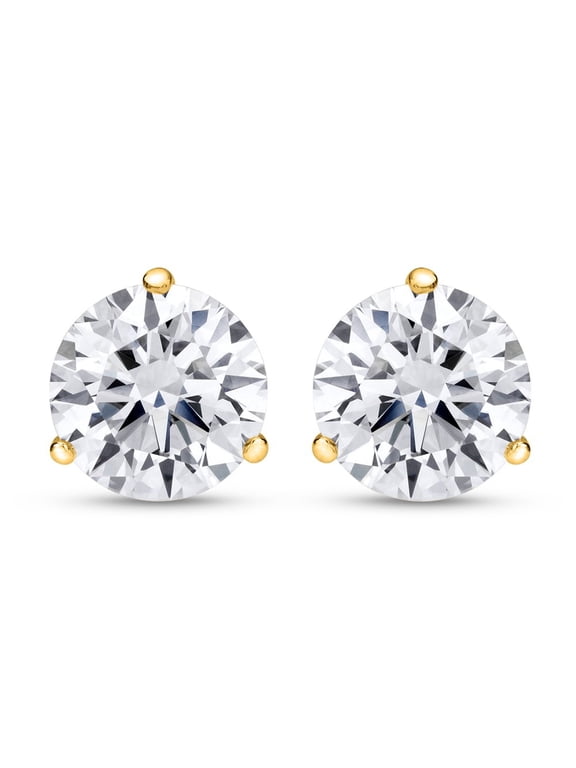 1 to 10 Carat IGI Certified LAB GROWN Round Cut Diamond Stud Earrings for Women 3 Prong Push Back (D-E COLOR, VS1-VS2 CLARITY) 14K Yellow Gold Round Shape 1.5 Carat
