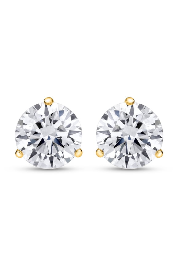 1 to 10 Carat IGI Certified LAB GROWN Round Cut Diamond Stud Earrings for Women 3 Prong Push Back (D-E COLOR, VS1-VS2 CLARITY) 14K Yellow Gold Round Shape 0.5 Carat