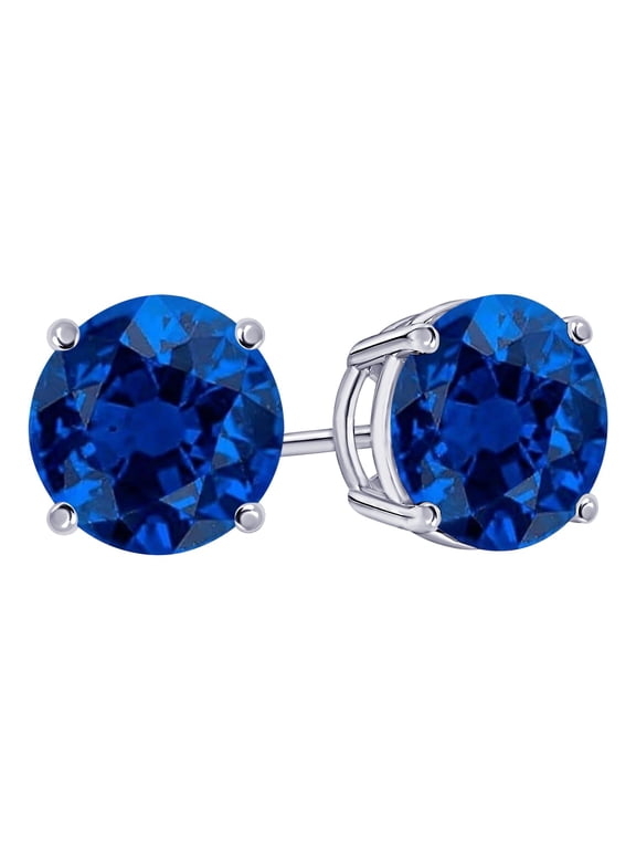 1/2-10 Carat Total Weight Sapphire Stud Earrings for Women 4 Prong Screw Back Platinum Lab Grown Diamond 4 Carat