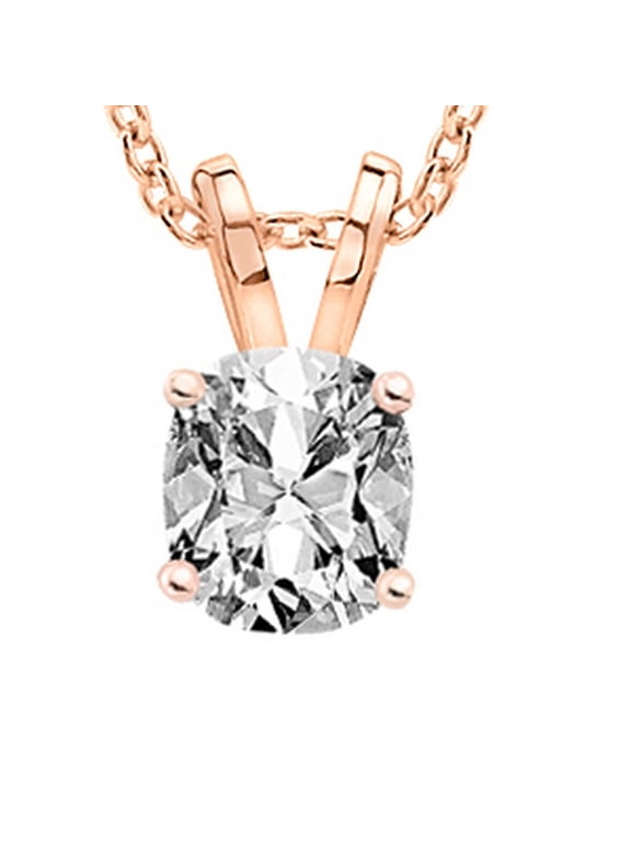 1/2 to 3 Carat 18K Rose Gold GIA Certified Cushion Cut Diamond Pendant Necklace Ultra Premium Collection (H-I Color, VS1-VS2 Clarity) 16 Inches 0.5 Carat