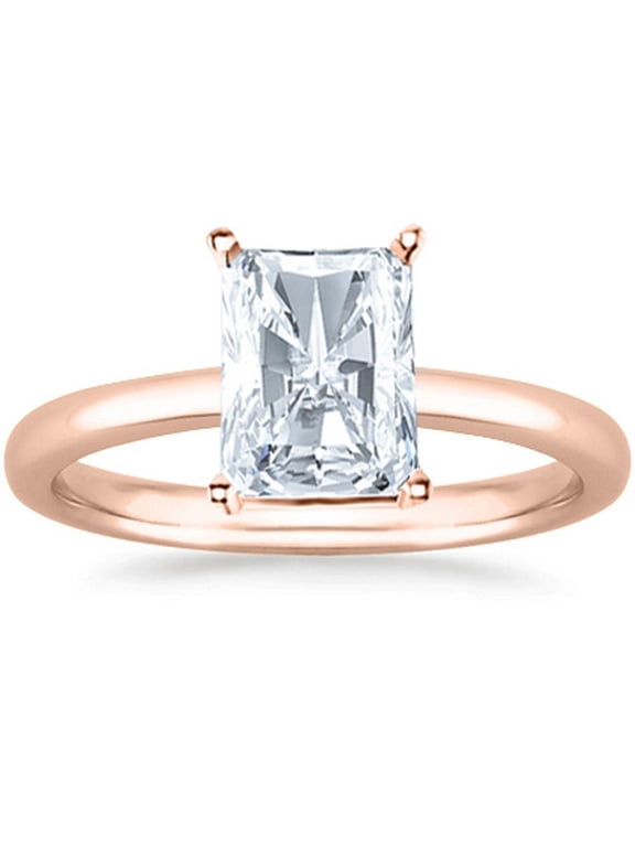 1/2 Carat Lab Grown Solitaire Radiant Cut IGI CERTIFIED Diamond Engagement Ring (H-I Color VS1-VS2 Clarity) Platinum Size-4.0