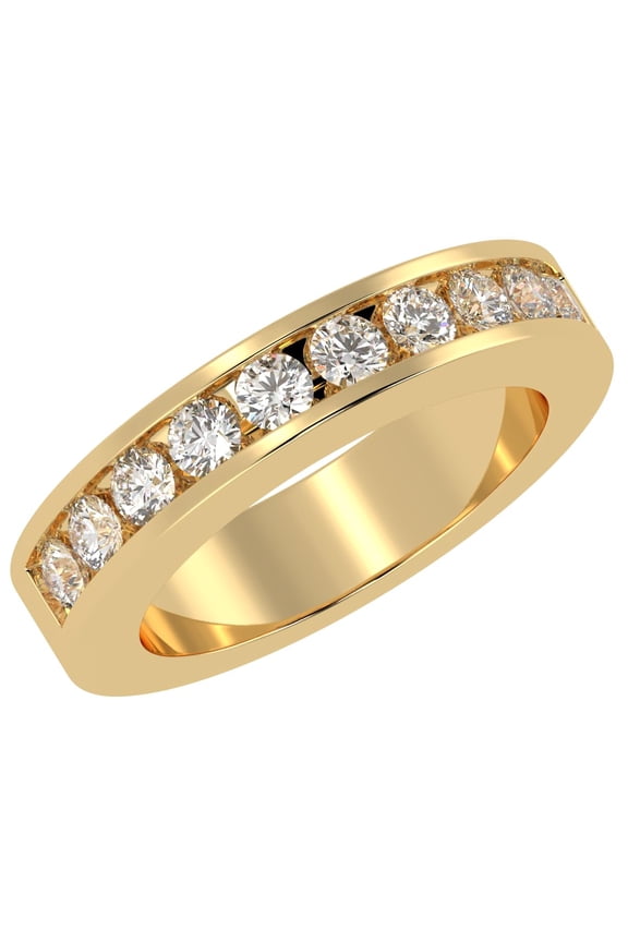 1/2 Carat (ctw) Round Diamond Ladies Channel Set Half-Way Semi-Eternity Wedding Anniversary Stackable Ring Band Ultra Premium Collection 14K Yellow Gold Size-7