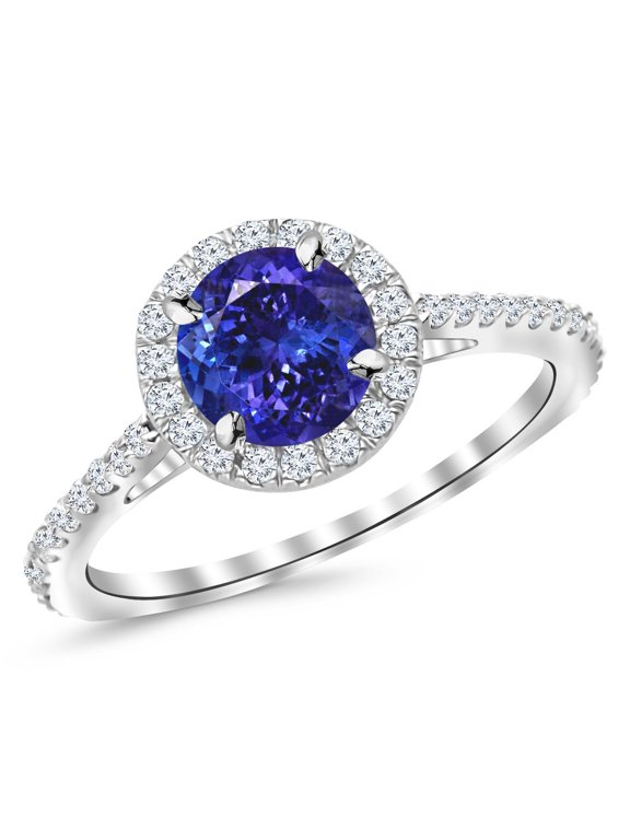 1.4 Carat 14K White Gold Twisting Infinity Gold Diamond Engagement Ring w/ 1 Carat Tanzanite Size-7