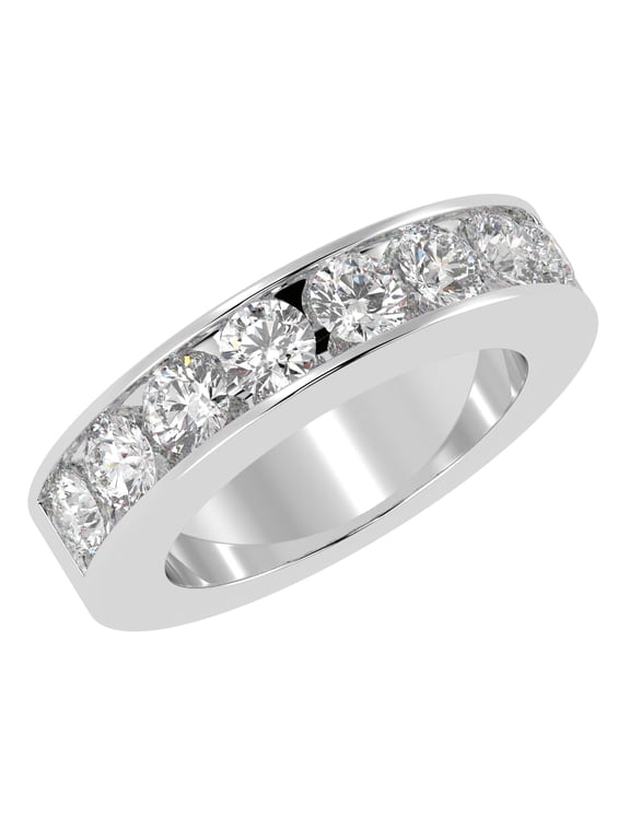 1.5 Carat Diamond Ladies Channel Set Half-Way Semi-Eternity Wedding Anniversary Stackable Ring Band Value Collection Platinum 1.5 Carat Natural Size: 8